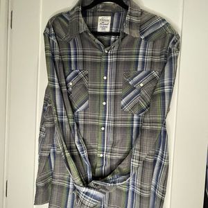44mm Legendary Plaid Pearl Snap Long Sleeve Men's' Shirt - XL
